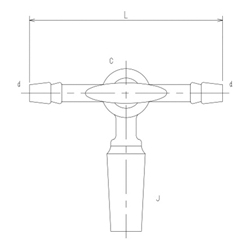 3-Way Stopcock With Ground Glass Joint Type III, Male, Glass Stopcock, 2458 Series