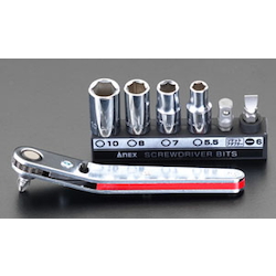 (+)(-) [Offset Type] Ratchet Screwdriver Set EA562-7 