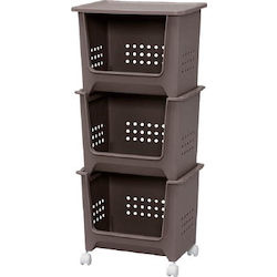 Storage Rack, Stack Baskets (3-Level Set, with Casters) 