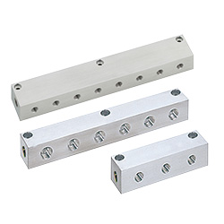 [Clean & Pack]Manifold Block - Pneumatic, Lateral Through Hole, Vertical Semi-Through Hole Type