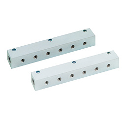 [Clean & Pack]Manifold Block - Pneumatic, Lateral Through Hole, Vertical Semi-Through Hole