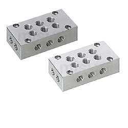 [Clean & Pack]Manifold Block - Double, Pneumatic, Lateral Through Hole, L-Shaped Hole, BMUA□ Series